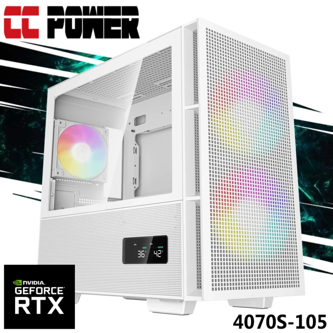 CC Power 4070S-105 Gaming PC 14Gen Intel Core i7 K-Series 20-Cores w/ Nvidia RTX 4070 SUPER 12GB & Liquid Cooler