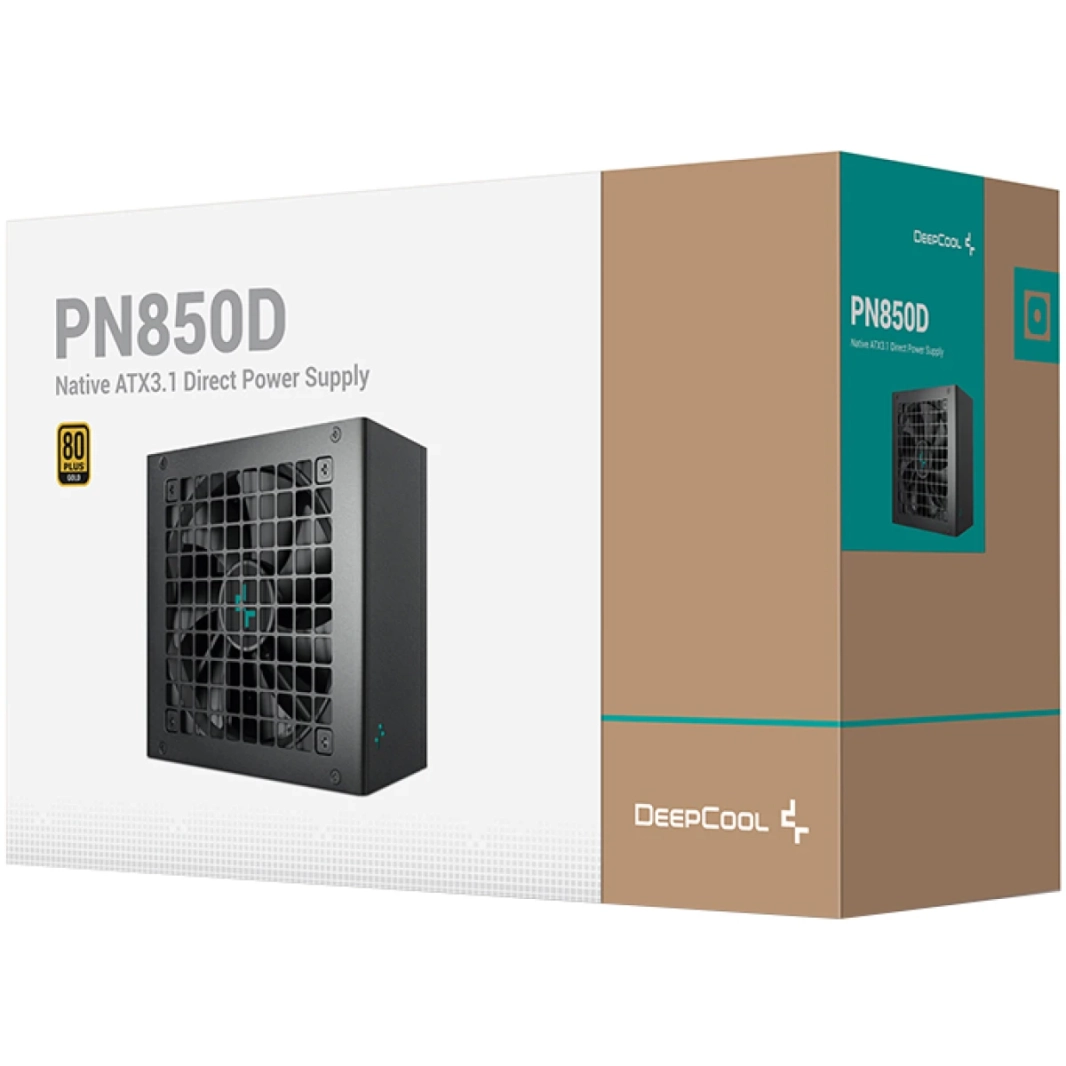 DeepCool PN850D 80+ GOLD 850W ATX 3.1 & PCIE 5.1 ​​Hydro Bearing 120mm Fan PFC + Full Bridge SRC LLC + DC TO DC - Black