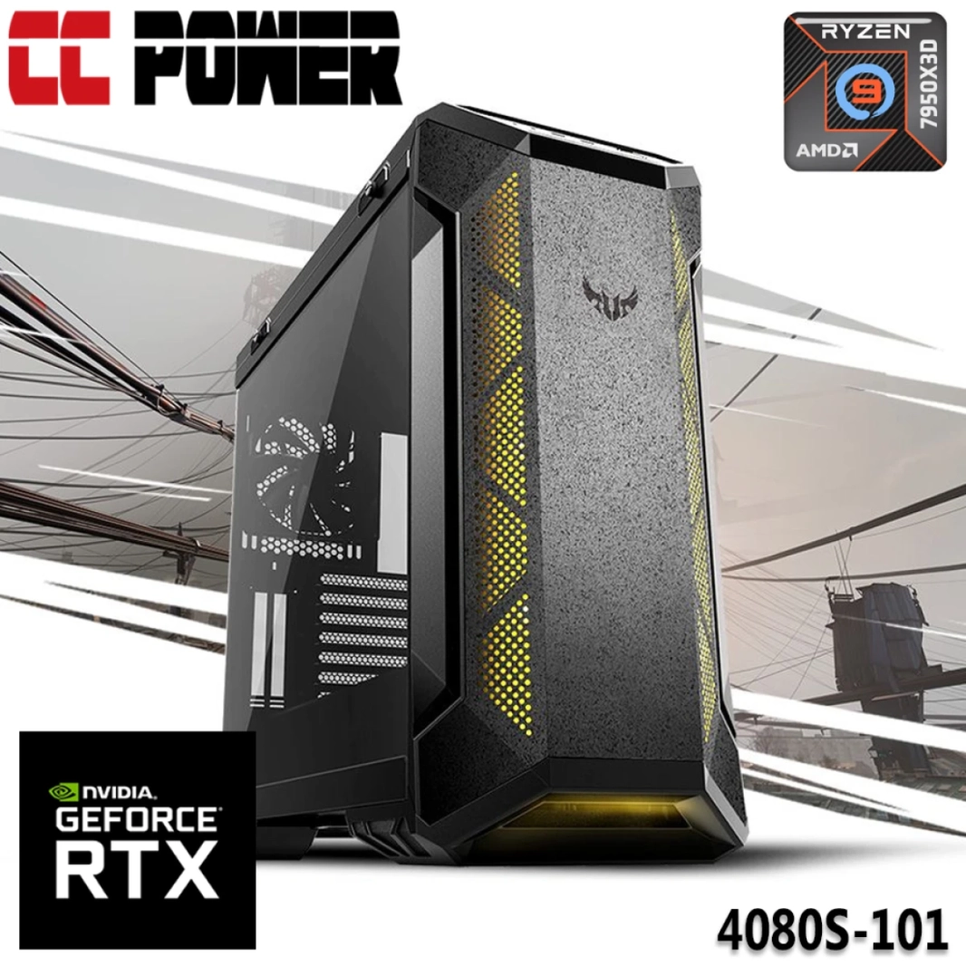 CC Power 4080S-101 Gaming PC 7Gen AMD Ryzen 9 7950X3D 16-Cores w/ Nvidia RTX 4080 SUPER 16GB & Liquid Cooler