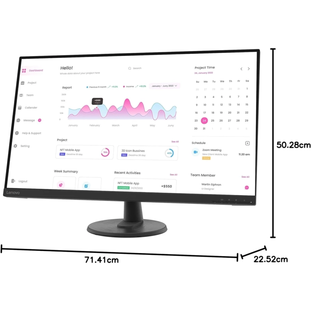 Lenovo C32U -40 32 "UHD 4K 60Hz Eyesafe قريبة من وميض مجاني للعمل والترفيه 2x HDMI وواجهة منفذ العرض - الأسود