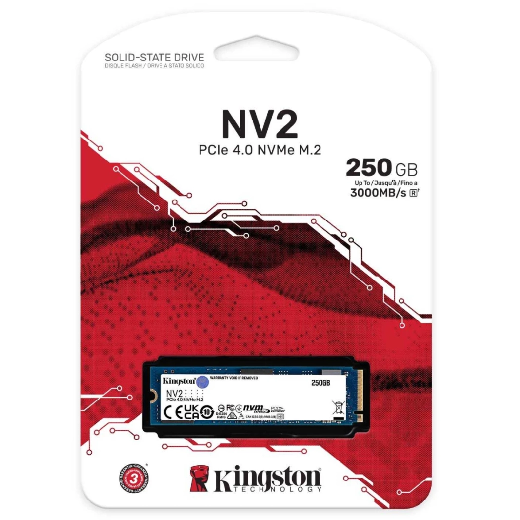 Kingston NV2 250GB M.2 2280 NVME PCIE 4.0 SSD داخلي يصل إلى 3000 ميجابايت/ثانية