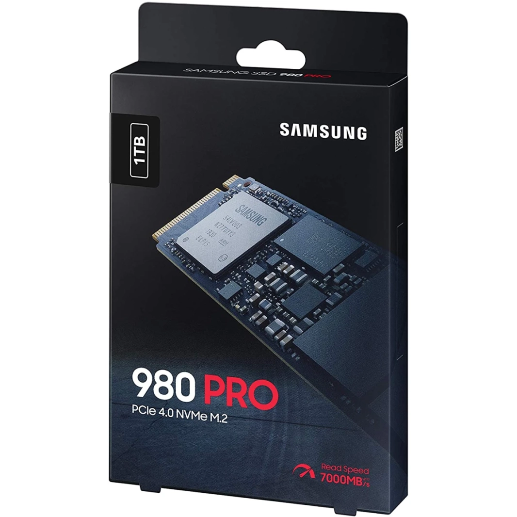 Samsung 980 Pro 1TB PCIE 4.0 NVME M.2 (2280) محرك الحالة الصلبة الداخلية (SSD) حتى 7000 ميجابايت/ثانية