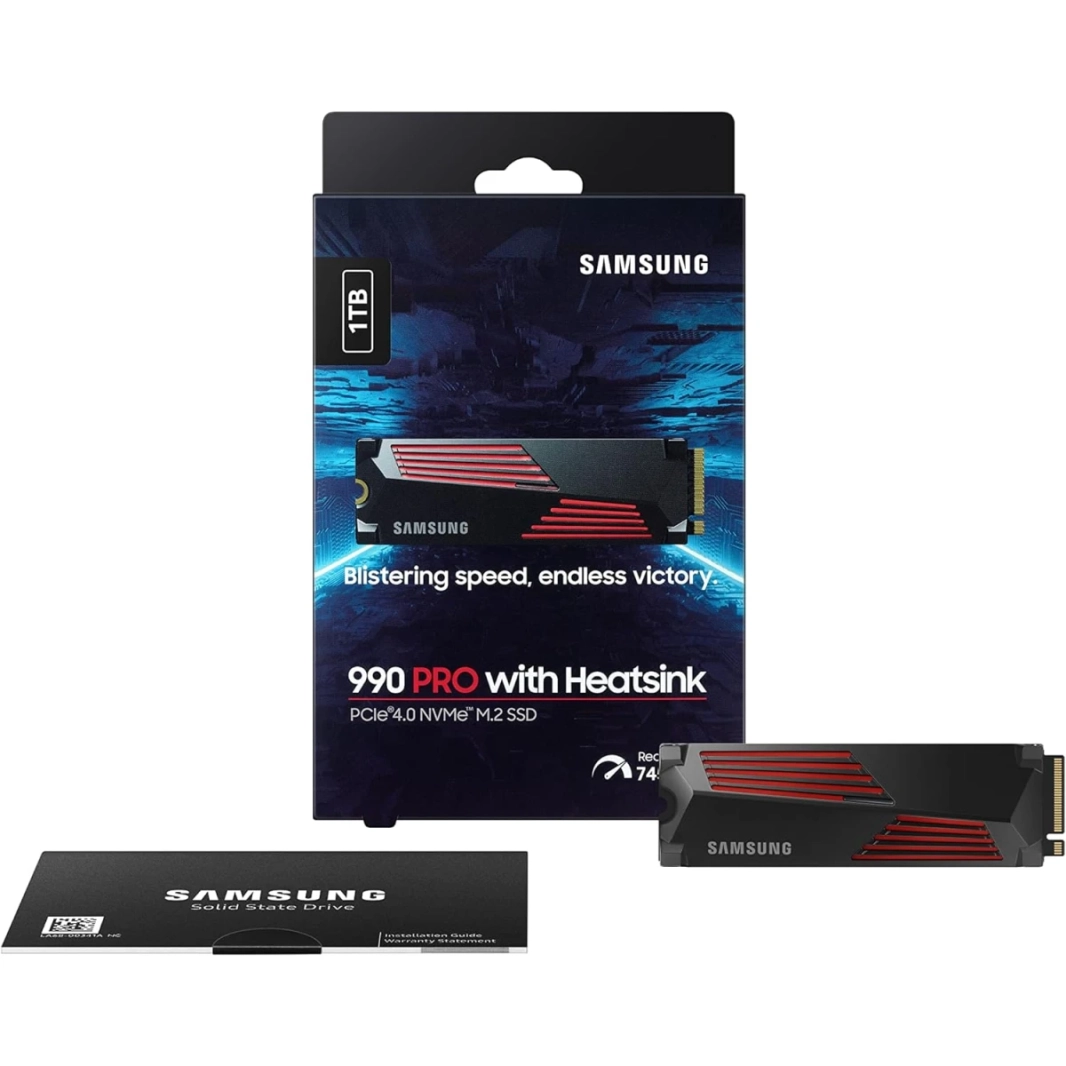 Samsung 990 Pro 1TB مع/ Heathink SSD PCIe 4.0 M.2 SSD داخلي أسرع سرعة للتحكم في حرارة الألعاب مع/ PlayStation 5