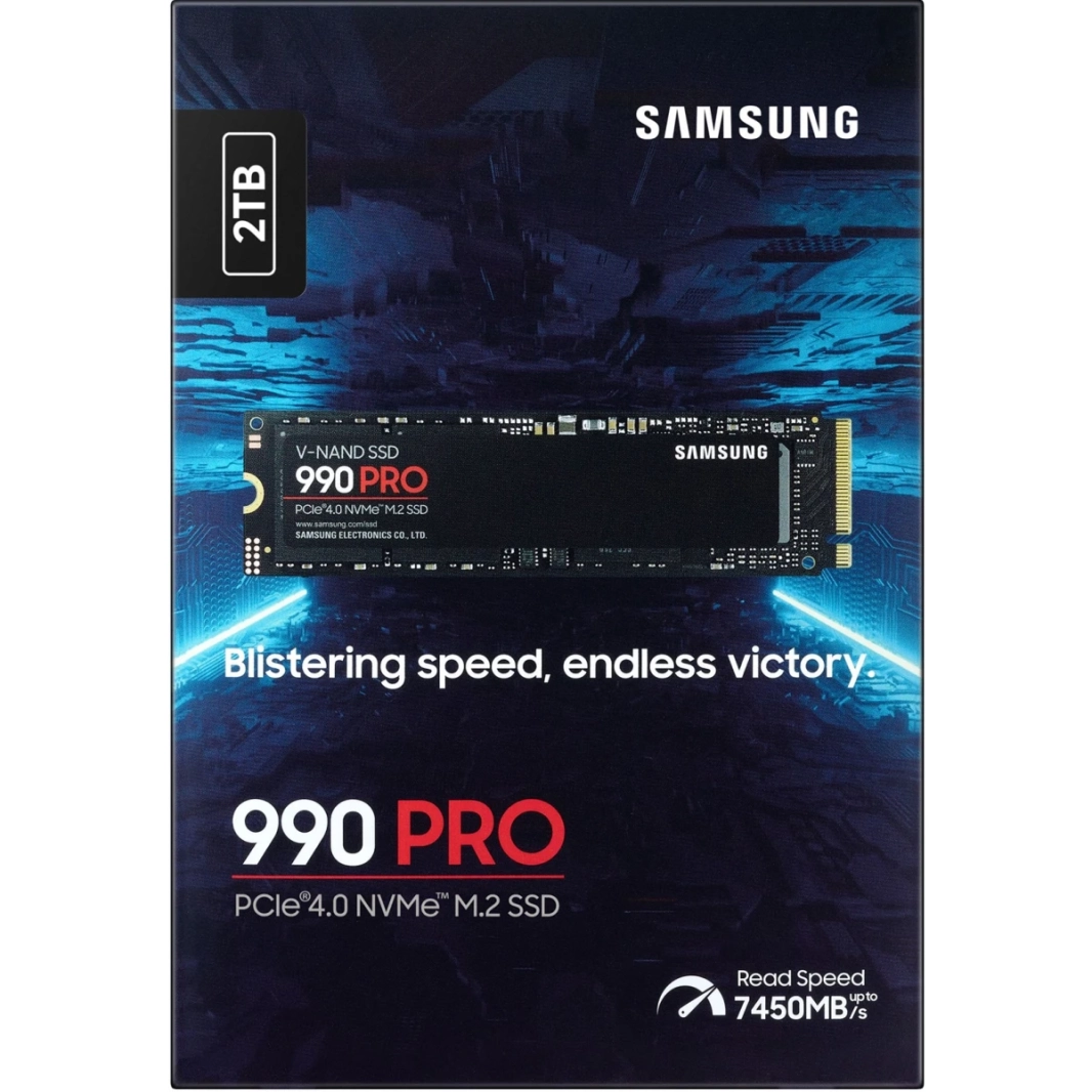 Samsung 990 Pro 2TB PCIE 4.0 NVME M.2 (2280) محرك الحالة الصلبة الداخلية (SSD) حتى 7450 ميجابايت/ثانية