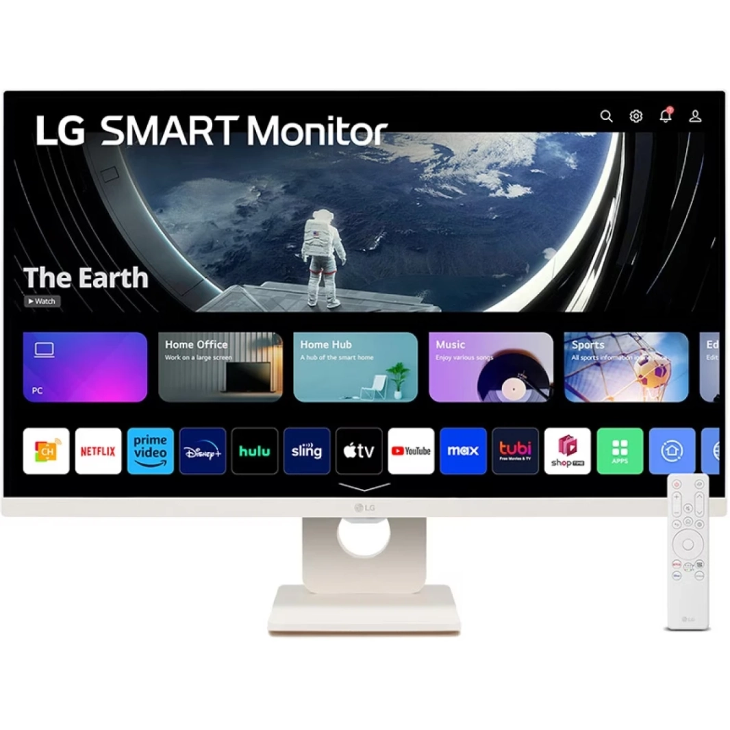 LG 27SR50F (2023) 27 "IPS الذكية Full HD Webos 23 HDR10 AirPlay 2 شارك Bluetooth 5WX2 مكبر صوت Tilt Tilt Stand HDMI & USB - أبيض