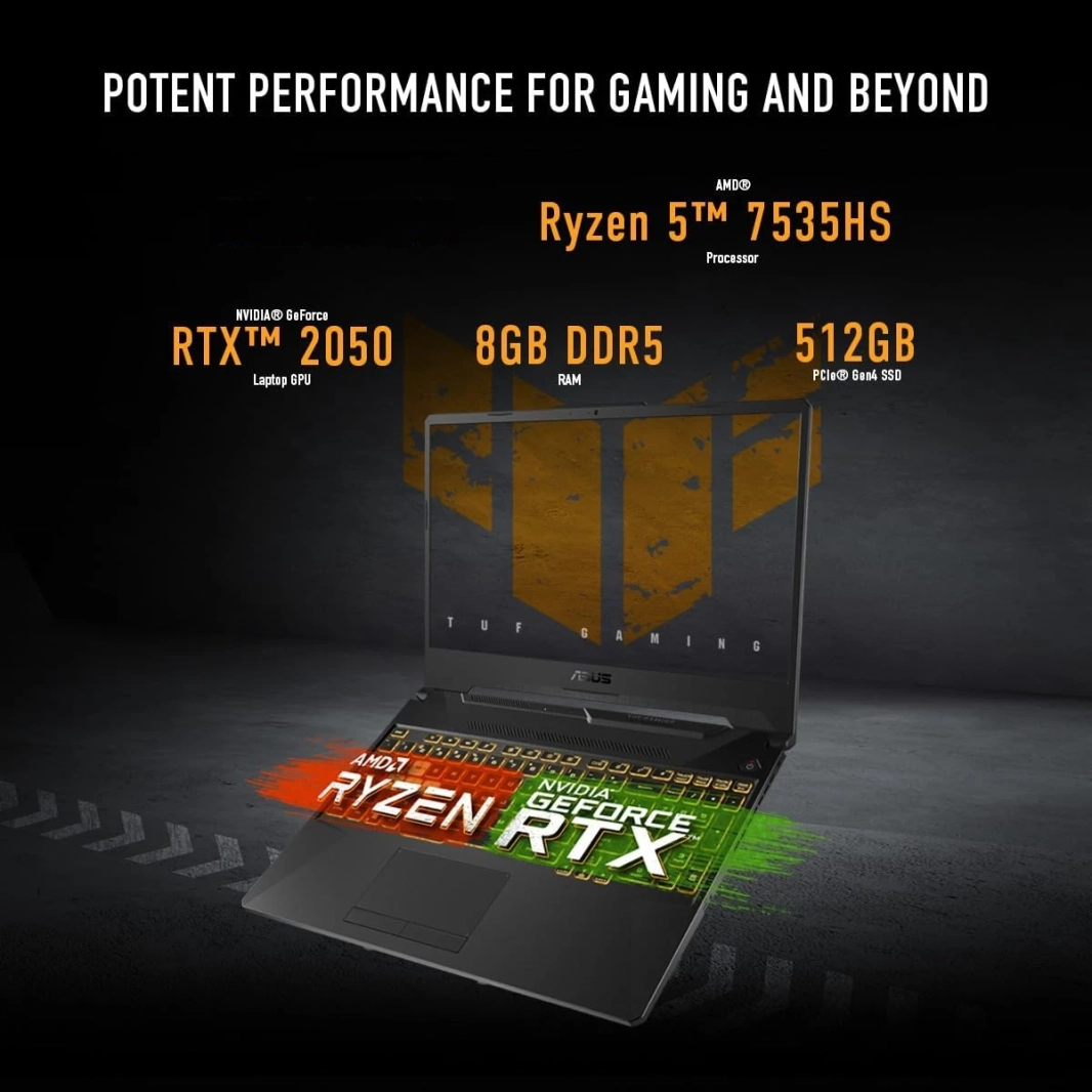 ASUS TUF Gaming A15 (2024) FA506NF NEW 7GEN AMD RYZEN 5 6 CORES W/ NVIDIA RTX 2050 4GB & 144Hz Display - Mecha Gray