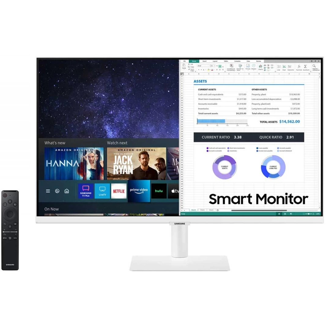 Samsung 27 "M5 Full HD Smart Monitor W/ مكبرات الصوت عن بعد 1 مليار تطبيقات تلفزيون ذكي Samsung TV Plus & Dex - أبيض