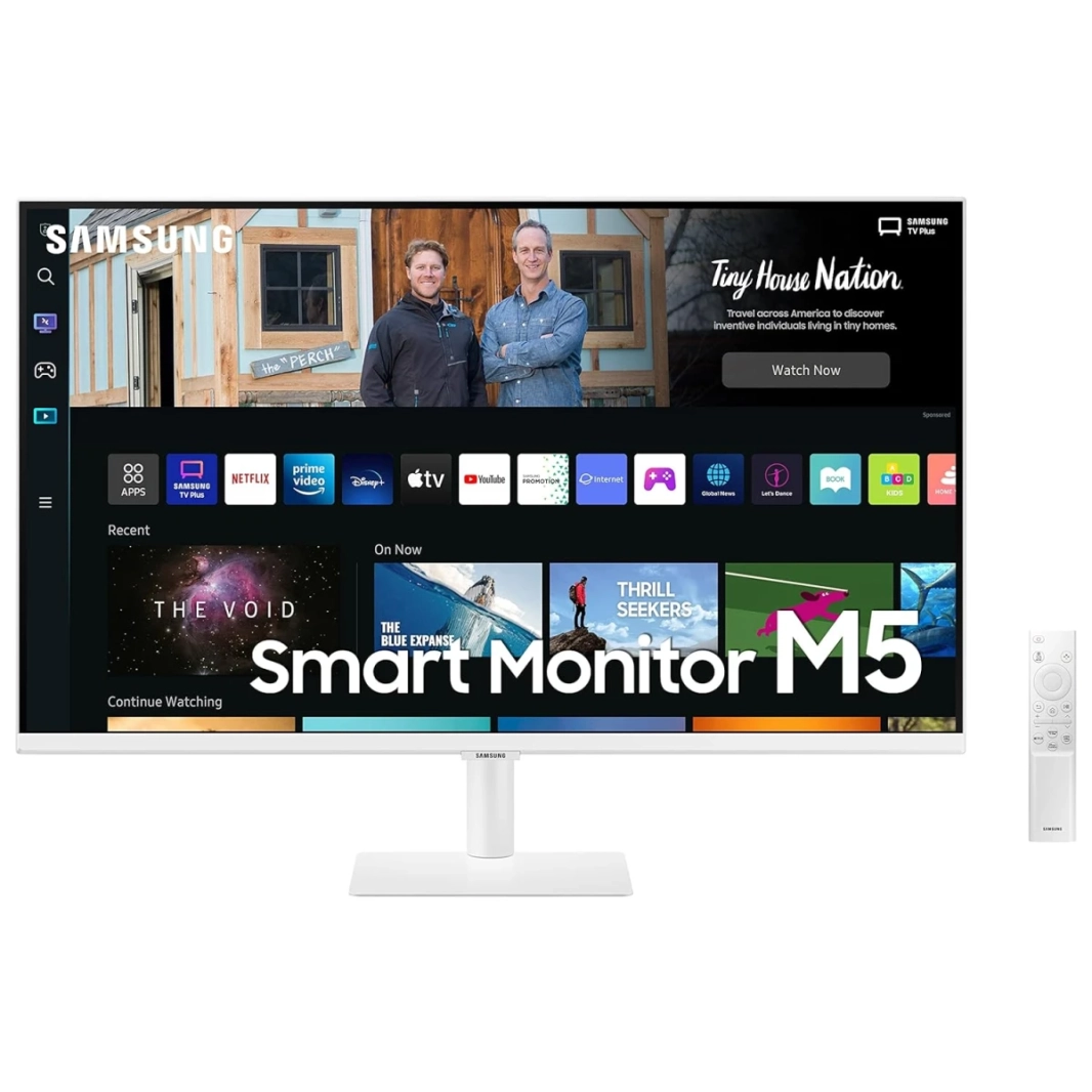 Samsung 32 "M5 Full HD Smart Monitor W/ مكبرات الصوت عن بُعد 1 مليار من التطبيقات التلفزيونية الذكية Samsung TV Plus & Dex - White