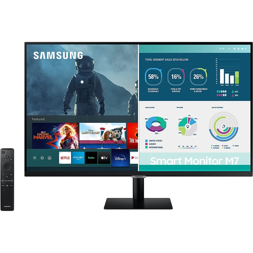 Samsung 32 "M7 4K UHD DO-IT-All Smart Monitor & Streaming TV المدمج في مكبرات صوت وبعد