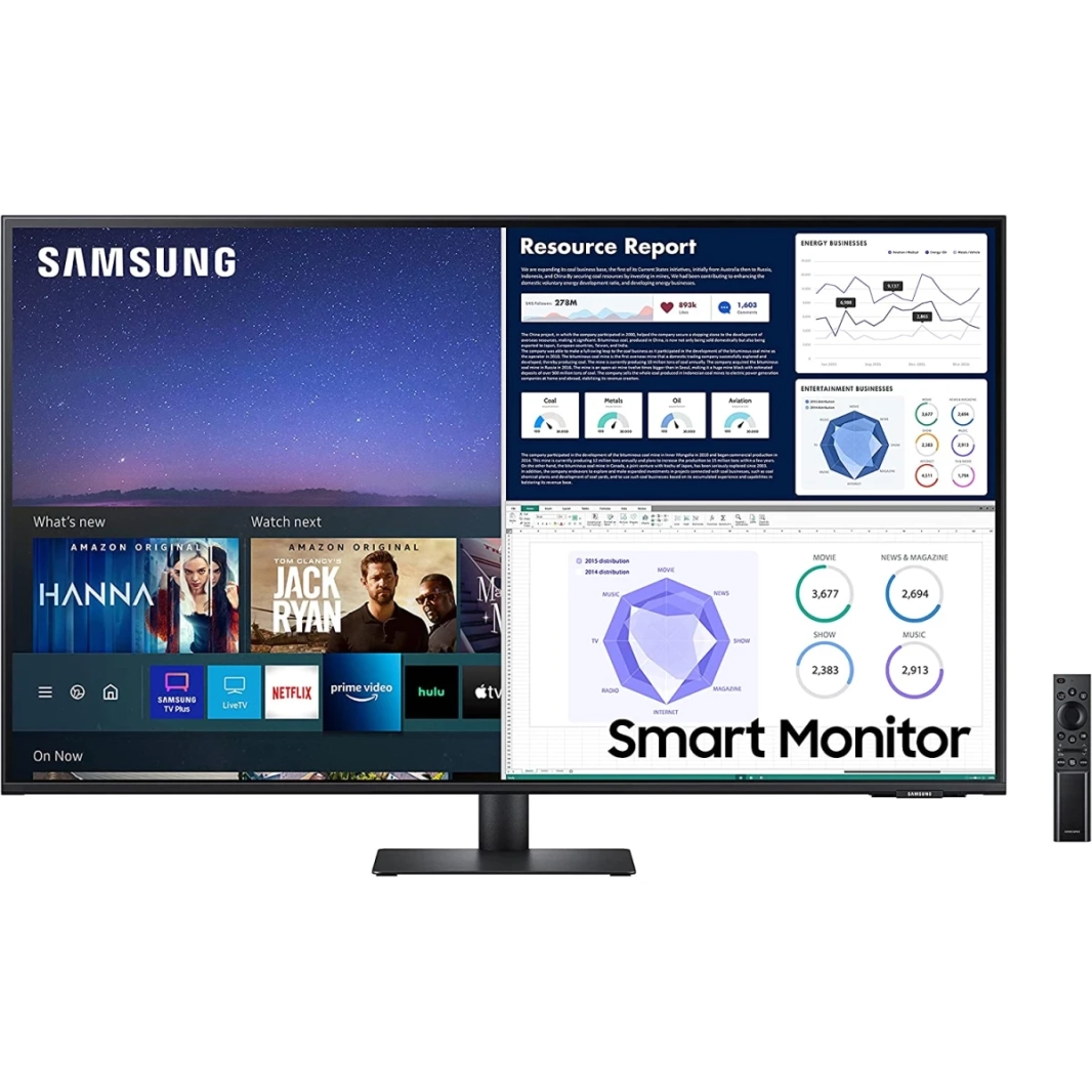 Samsung 43 "M70 4K UHD HDR10 DO-IT-ALL SMART MOONTION & PROMMERING TV SPEALES & REMOTE
