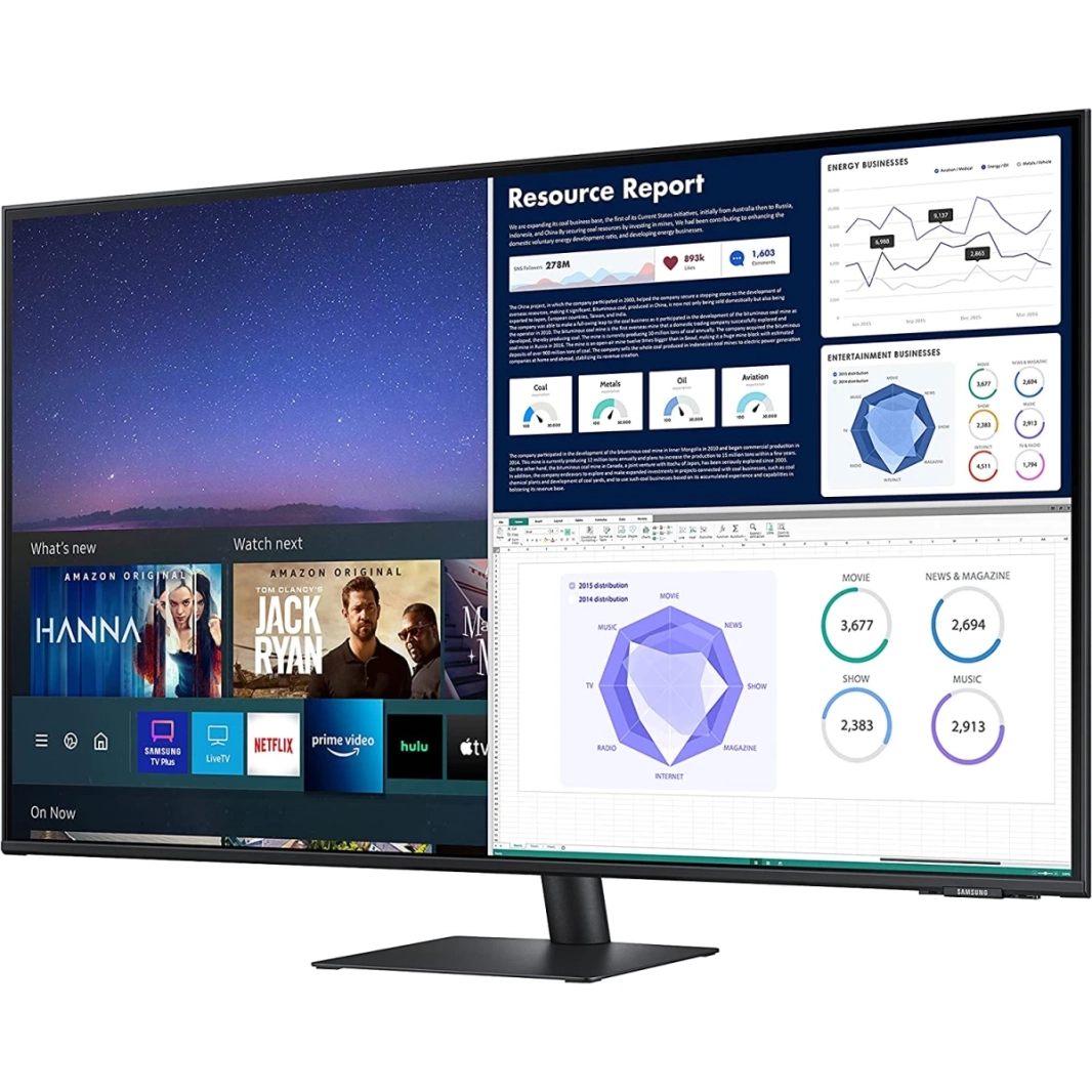 Samsung 43 "M70 4K UHD HDR10 DO-IT-ALL SMART MOONTION & PROMMERING TV SPEALES & REMOTE