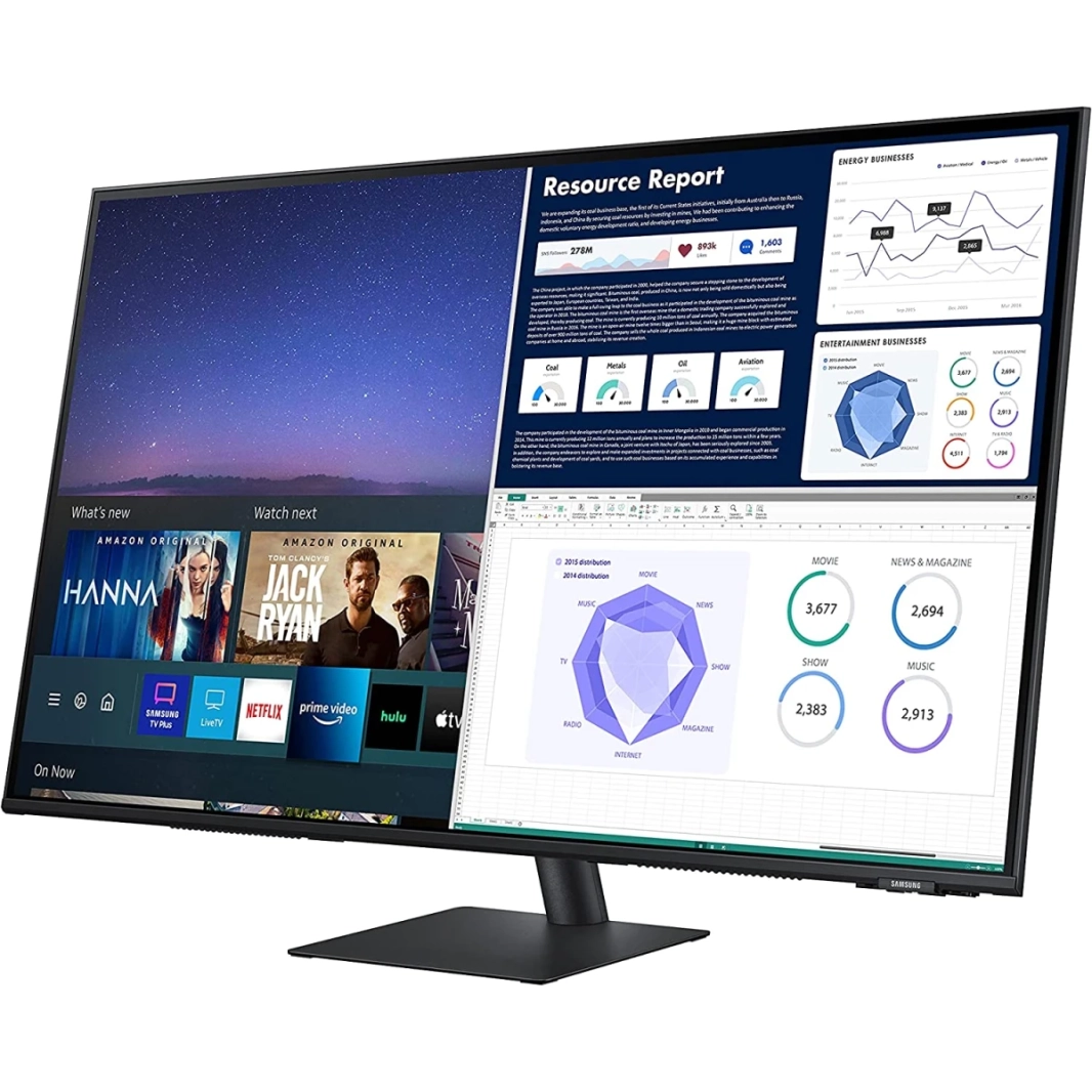 Samsung 43 "M70 4K UHD HDR10 DO-IT-ALL SMART MOONTION & PROMMERING TV SPEALES & REMOTE