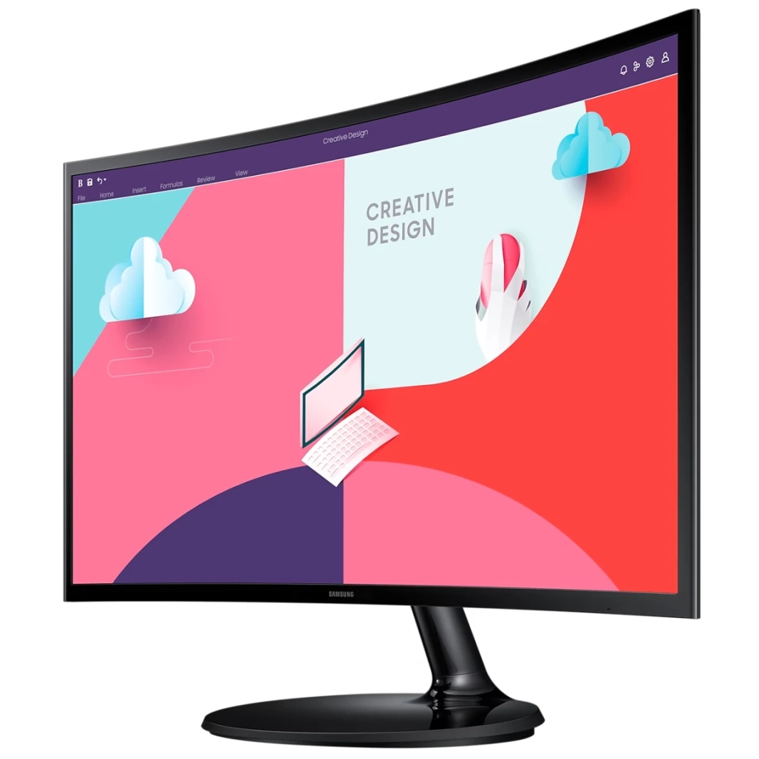 Samsung S3 S36C 24 "المنحنى الأساسي 1800r كامل HD 75Hz العناية بالعين AMD FREESYNC HDMI & D -SUB واجهة - أسود