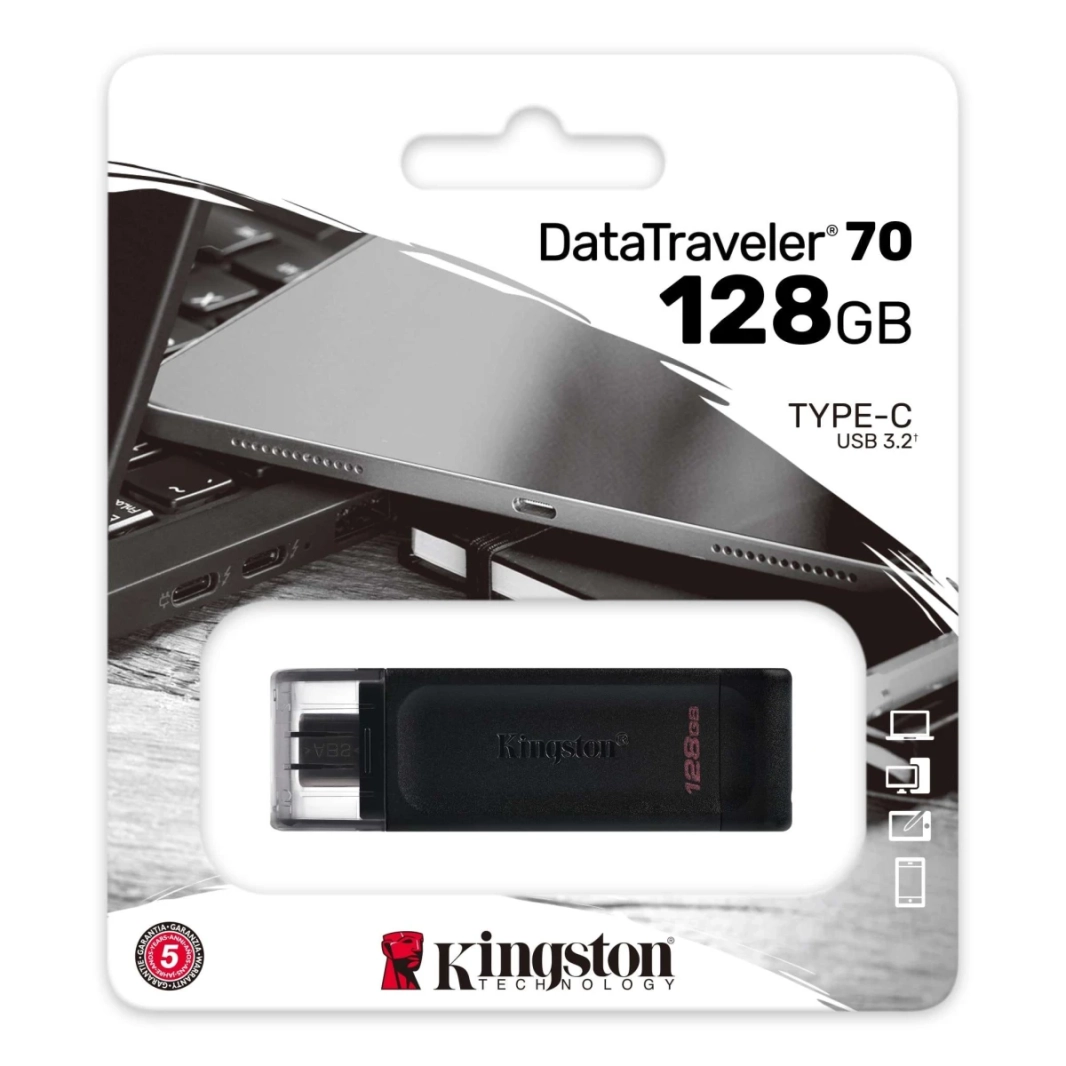 Kingston DataTraveler 70 128GB Portable & Lightweight USB-C Memory ، Black