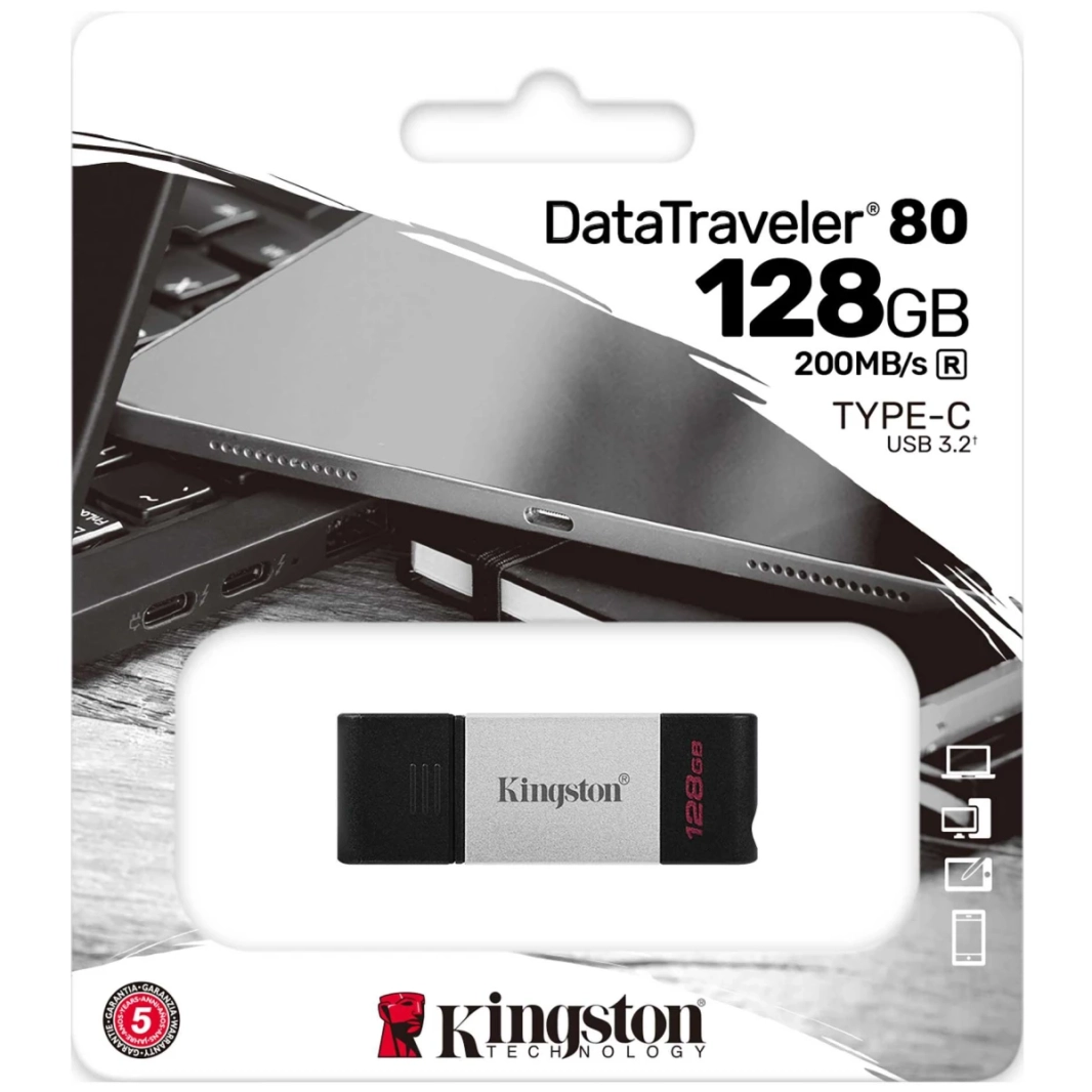 Kingston Datatraveler 80 128GB USB Type -C Drive - Metal