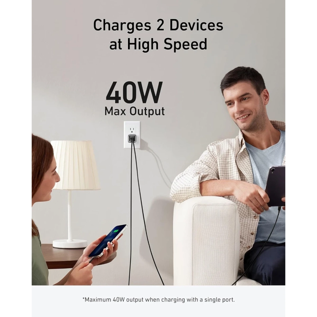Anker 521 Charger (Nano Pro) USB C Charger 40W PIQ 3.0 شاحن سريع مضغوط متين (غير قابل للطي) لجهاز iPhone ، Galaxy ، Pixel 4/3 ، iPad (الكابل غير المدرج)