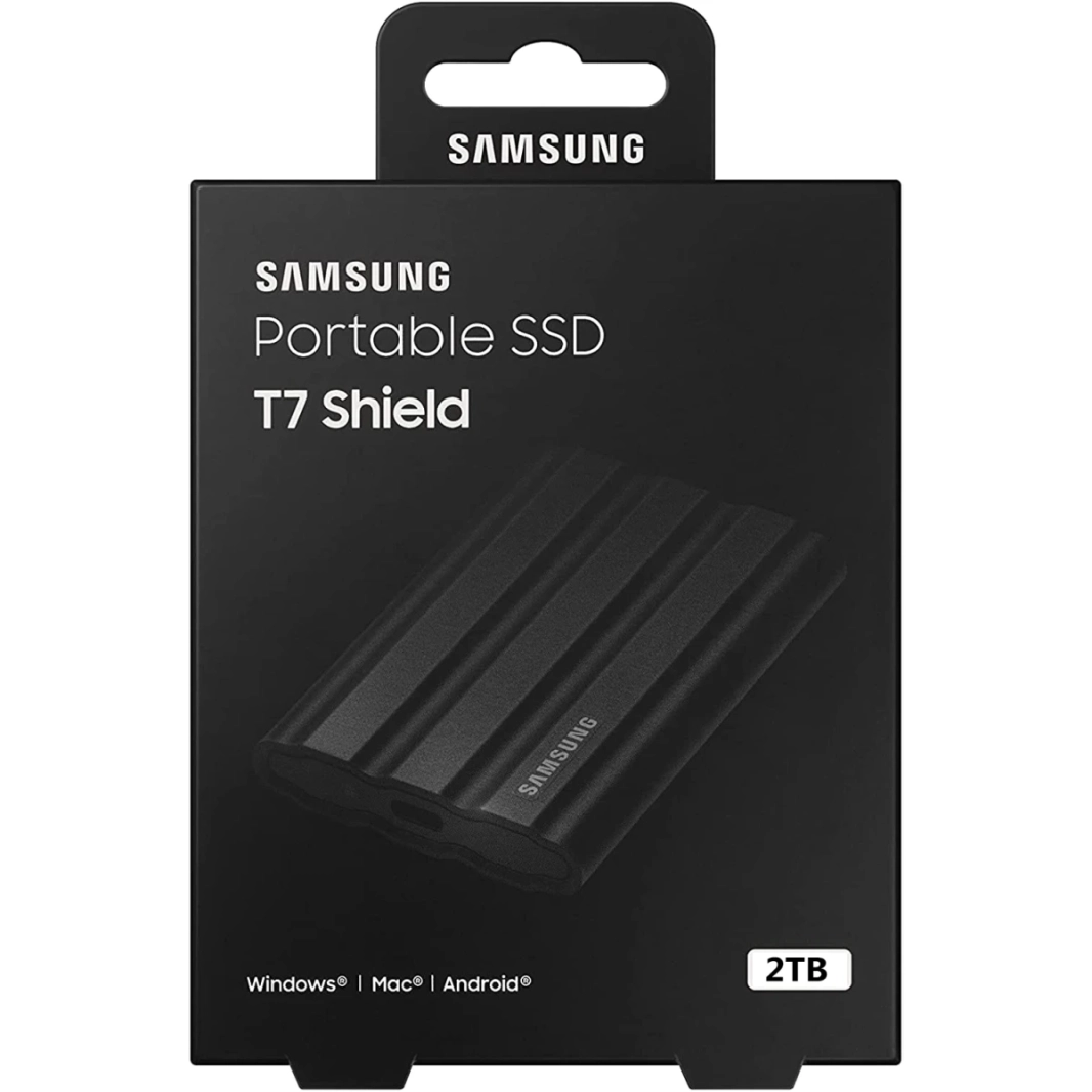 Samsung T7 SHIELD SSD USB 3.2 2TB IP65 تصنيف لمقاومة الماء والغبار لجهاز الكمبيوتر / MAC / Android / الألعاب - أسود