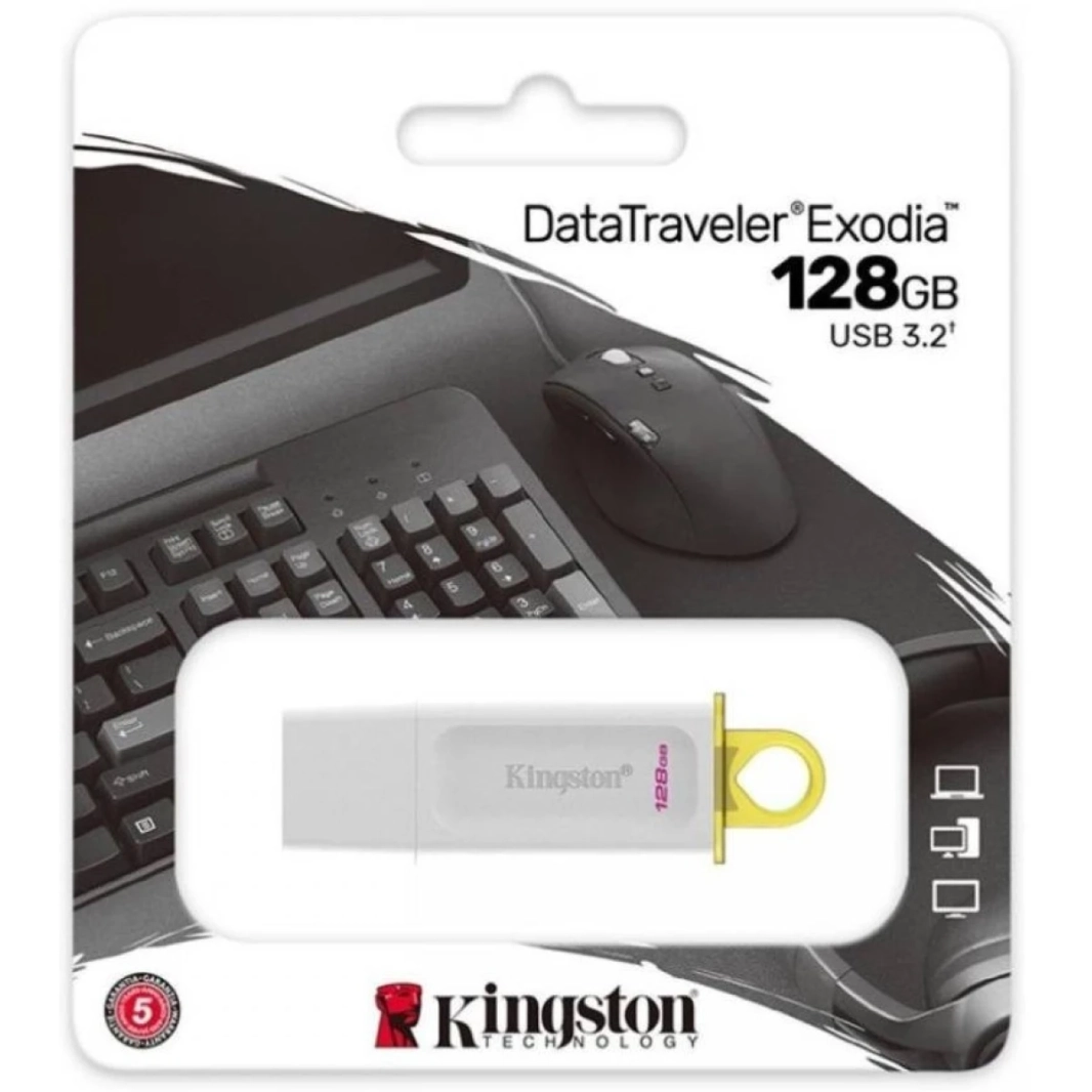 Kingston DataTraveler Exodia 128GB USB 3.2 محرك أقراص فلاش - أبيض
