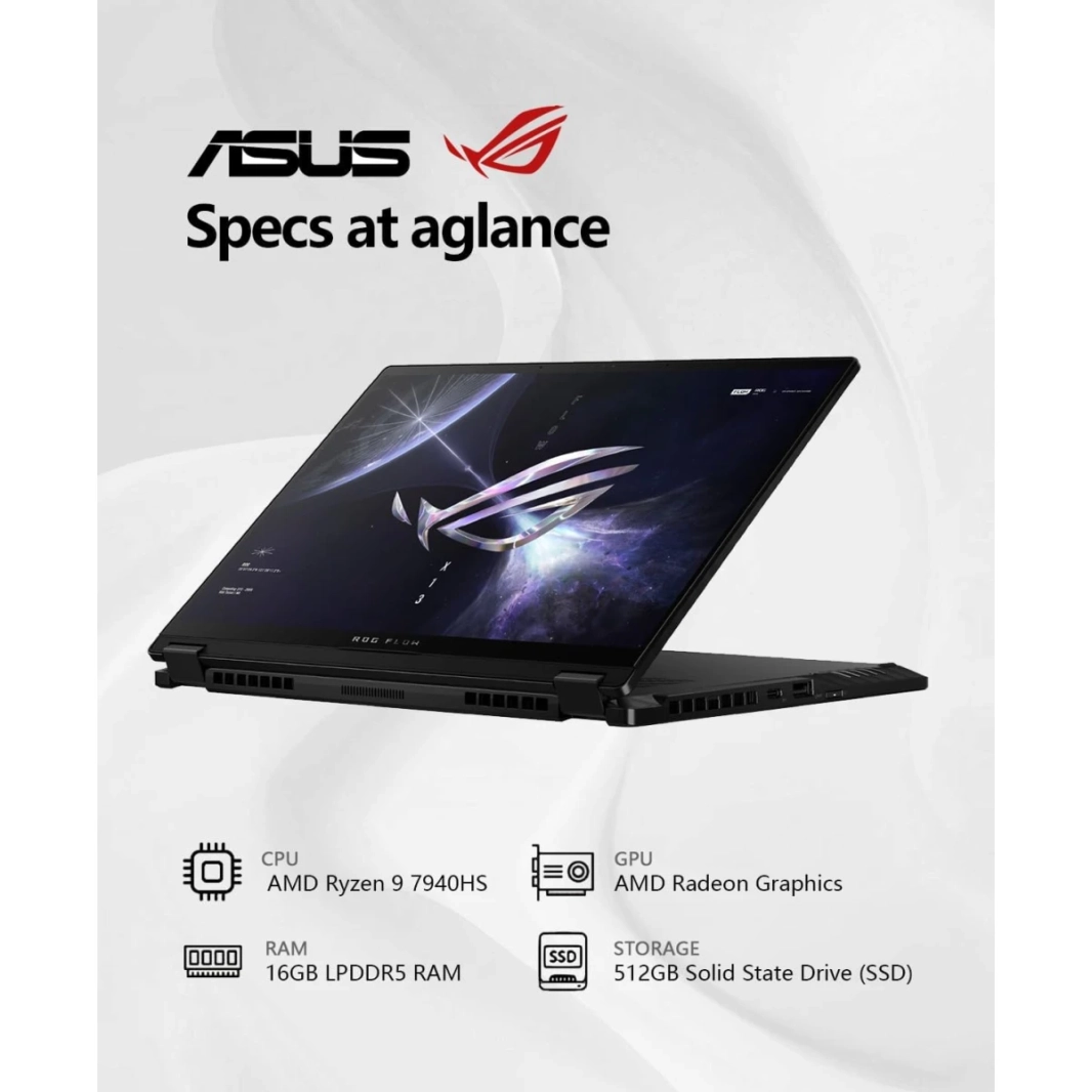 Asus Rog Flow X13 (2023) GV302XA NEW 7th Gen Amd Ryzen 9 7940HS 8-Cores 2-in-1 الكمبيوتر المحمول مع معالج و IPS 120HZ