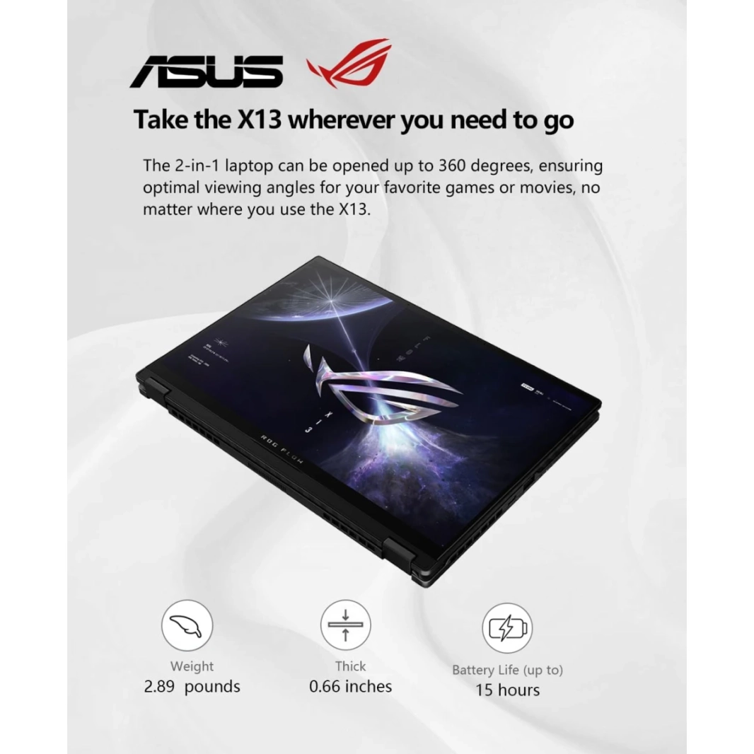 Asus Rog Flow X13 (2023) GV302XA NEW 7th Gen Amd Ryzen 9 7940HS 8-Cores 2-in-1 الكمبيوتر المحمول مع معالج و IPS 120HZ