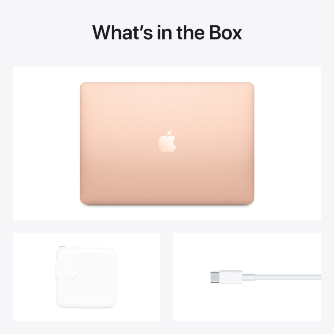Apple MacBook Air 13 (2020) Apple M1 (256 جيجابايت/8 جيجا بايت) 8 - Core CPU و 7 - GPU Retina النغمة الحقيقية - الذهب