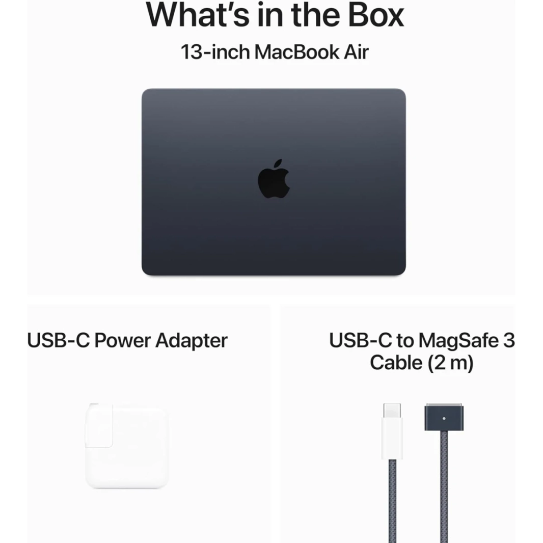 Apple MacBook AIR 15 (2024) Apple M3 (512GB/16GB) 8‑Core CPU & 10‑Core GPU Retina True Tone - Midnight