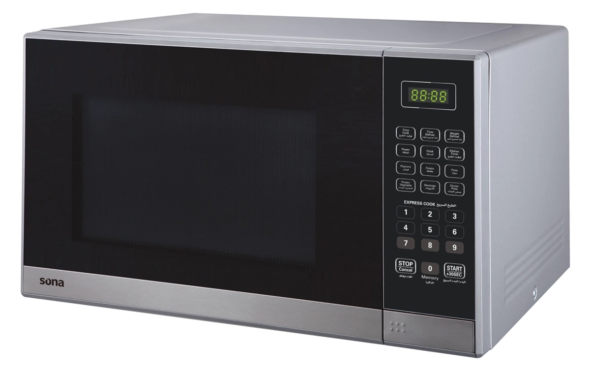 Sona Microwave Oven 38 L Silver With 6 Auto Cooking Menus