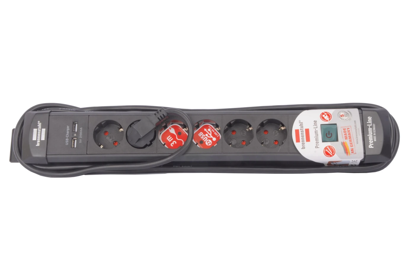 وصلة كهرباء مدخل الماني 6 مداخل 3 متر مع USB