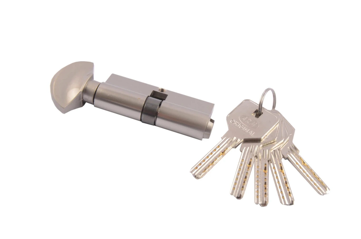 Door Cylinder Silver w/Knob 7cm/Security Profile