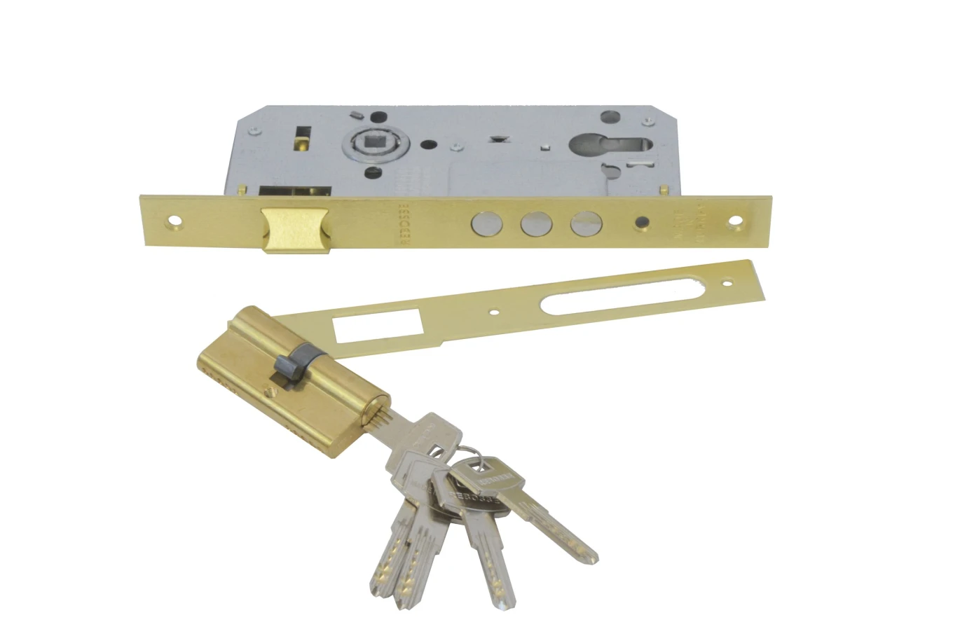 Door Lock w/Cylinder Gold 45mm 3MR