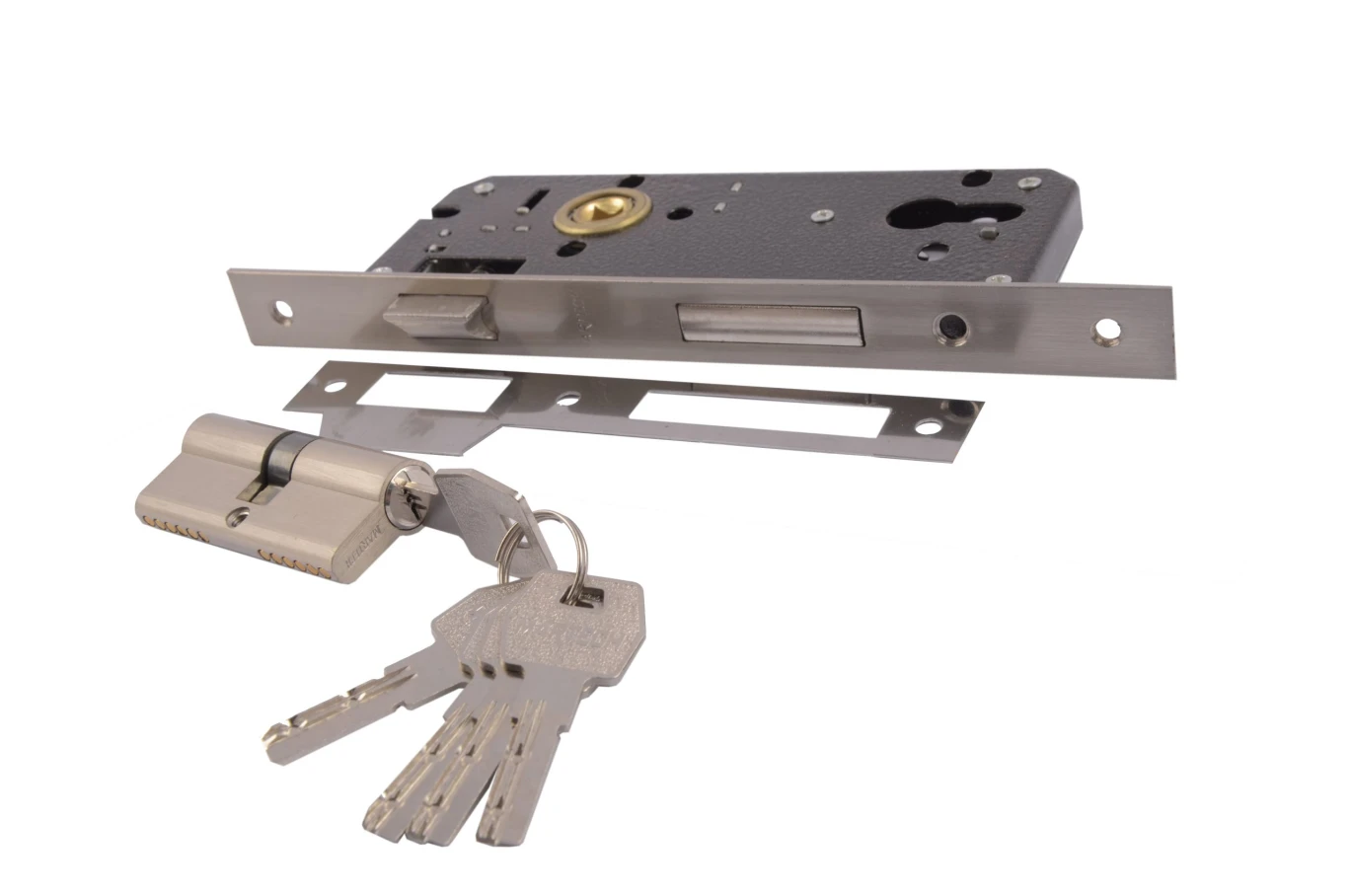Door Lock w/Cylinder Silver 45mm/Security Profile