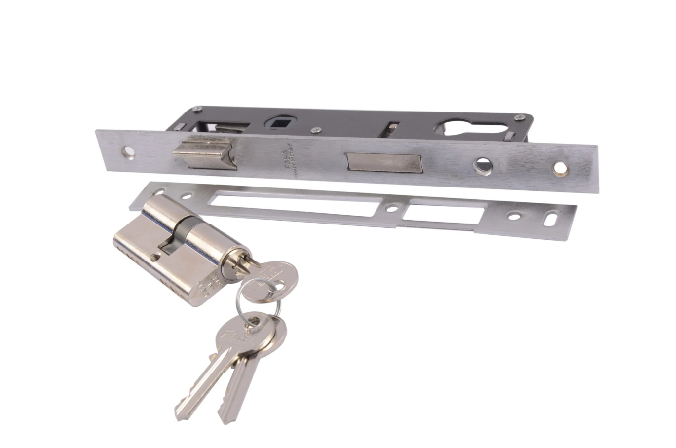 Aluminium Door Lock w/Cylinder Silver 20mm