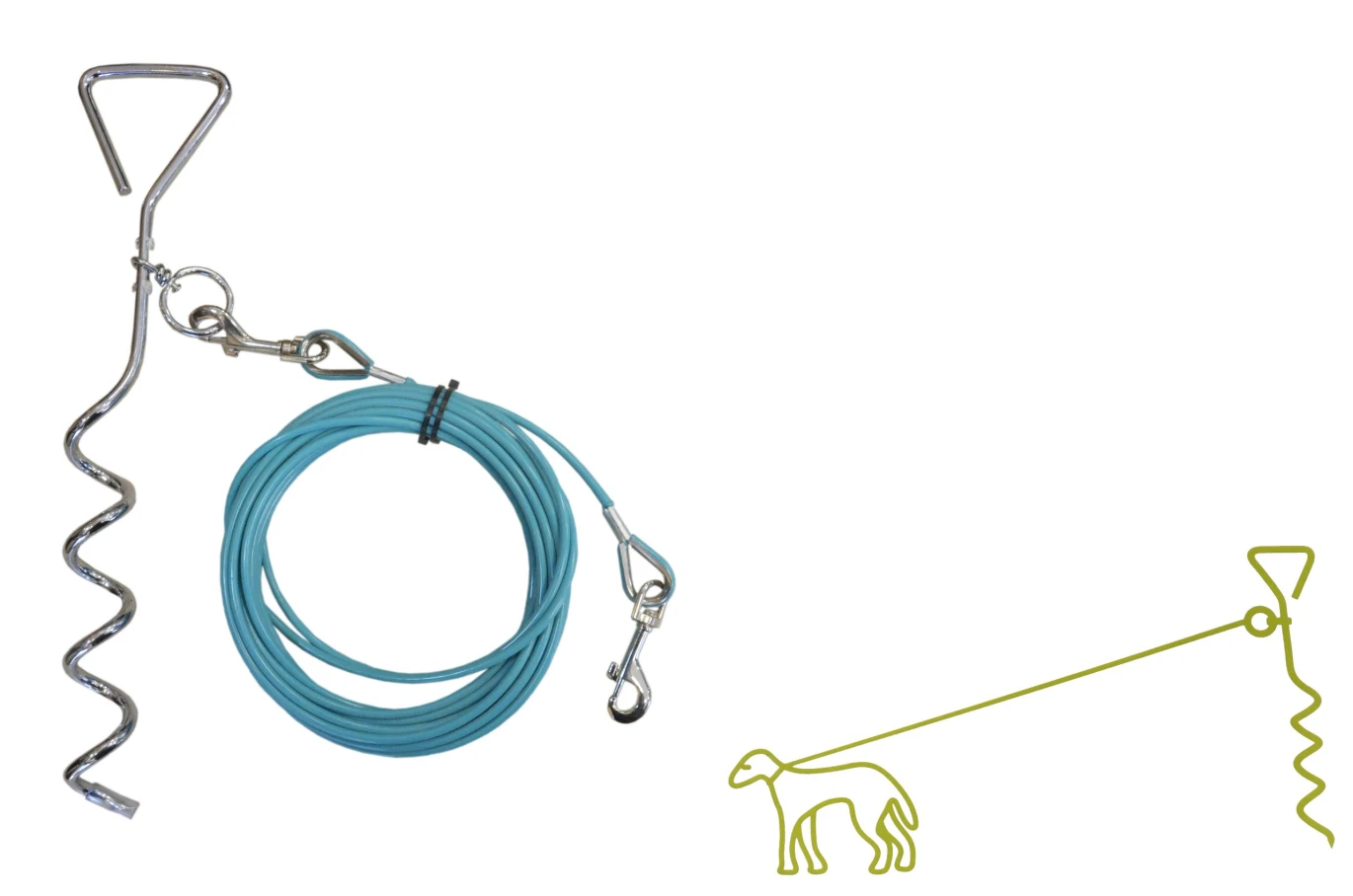 Dog Tie-Out Cable Spiral Stake – 10m