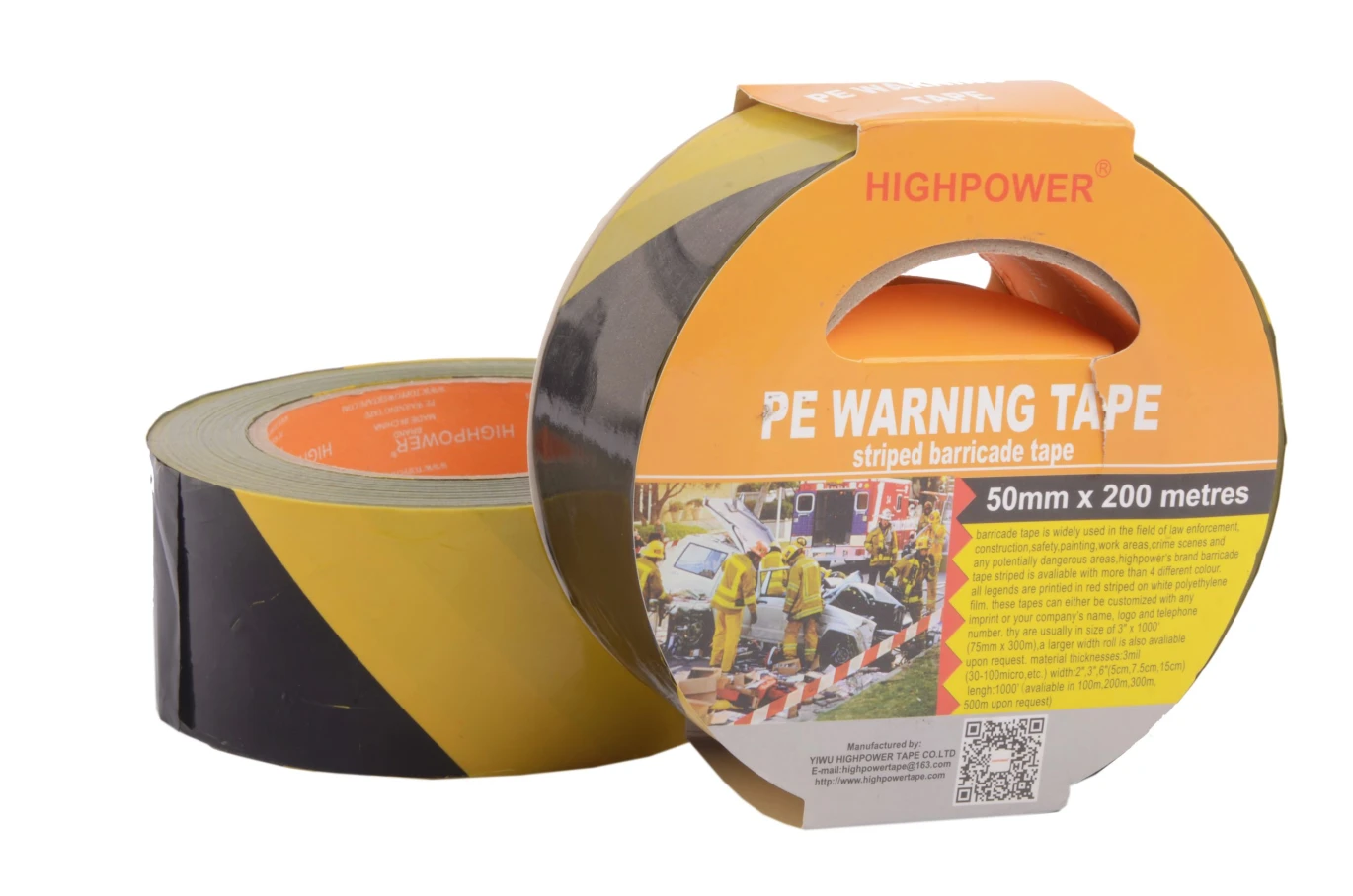 Warning Tape Yellow/Black 200m