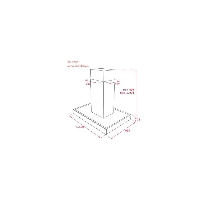 MAESTRO DPL ISLA 1180 Teka Maestro Steel Black Glass Hood