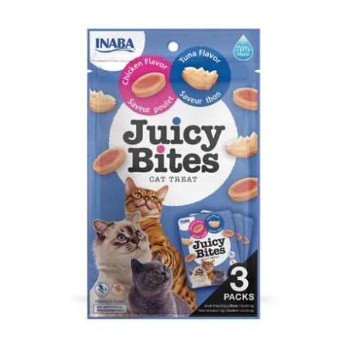 INABA CHICKEN AND TUNA FLAVORS Juicy Bites, Soft & Chewy Treats,  - /3pc