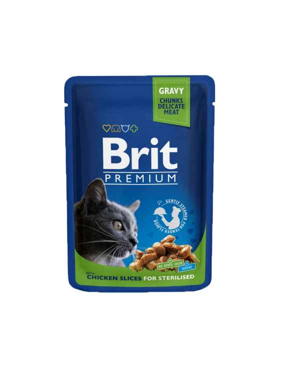 Brit Premium Cat Pouches Chicken Slices for Sterilised  - /100g