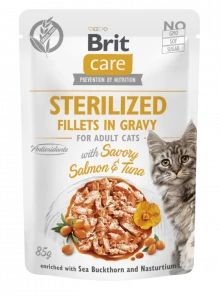 Brit Care Cat Sterilized. Fillets in Gravy with Savory Salmon & Tuna 85 g  - /85g