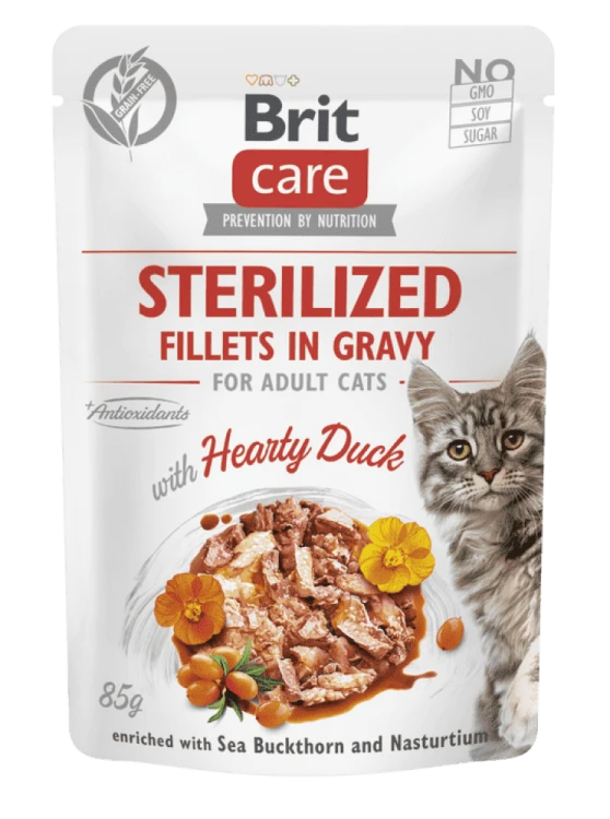 Brit Care Cat Sterilized. Fillets in Gravy with Hearty Duck  - /85g