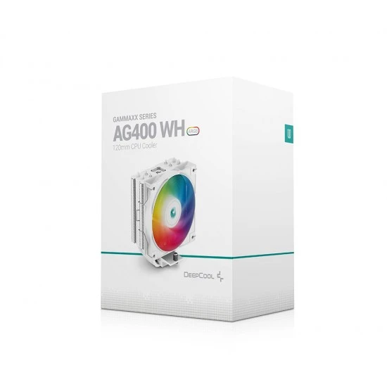 DEEPCOOL GAMMAXX AG400 WH ARGB WH SINGLE-TOWER 120MM STATIC ARGB FAN DIRECT TOUCH COPPER HEAT PIPES مبرد هواء وحدة المعالجة المركزية