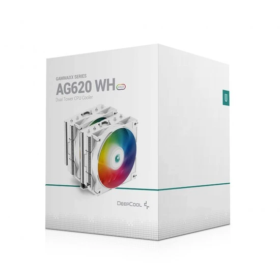 DEEPCOOL GAMMAXX AG620 WH ARGB 260W TDP بالكامل باللون الأبيض 6 أنابيب نحاسية مع مبرد هواء وحدة المعالجة المركزية بمروحة مزدوجة مقاس 120 مم