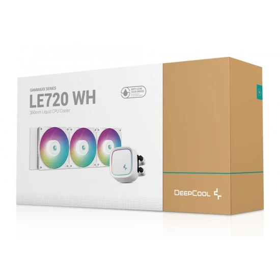 DEEPCOOL LE720 WH 250W TDP AIO 360MM ARGB PWM FAN COPPER COOLER ALUMINUM RADIATOR ANTI-LEAK TECH CPU LIQUID COOLER - WHITE