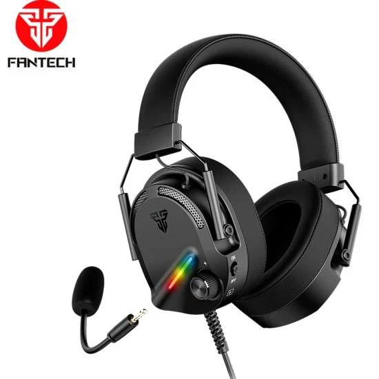 سماعة رأس FANTECH ALTO HG26 للألعاب بتقنية الصوت المحيطي الافتراضي 7.1 ومشغلات 50 مم ومقبض مستوى الصوت RGB - أسود