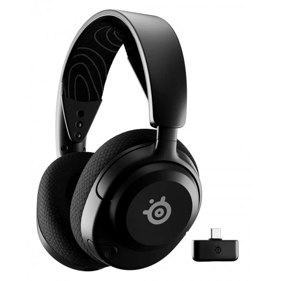 سماعة رأس للألعاب متعددة الأنظمة لاسلكية من SteelSeries Arctis Nova 5 مزودة بمحركات مغناطيسية من النيوديميوم وبطارية تدوم 60 ساعة - أسود