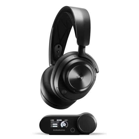 سماعة الألعاب اللاسلكية STEELSERIES ARCTIS NOVA PRO عالية الدقة مع خاصية إلغاء الضوضاء النشطة لأجهزة الكمبيوتر وبلاي ستيشن - باللون الأسود