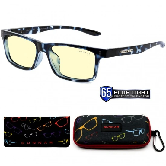 GUNNAR CRUZ BLUE LIGHT FILTER LARGE COMPUTER GLASSES FOR KIDS -NAVY TORTOISE FRMAE AMBER LENS TINT