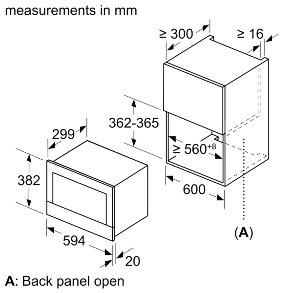 Built in Microwave 60cm Serie8 21lit H*38.5cm BL