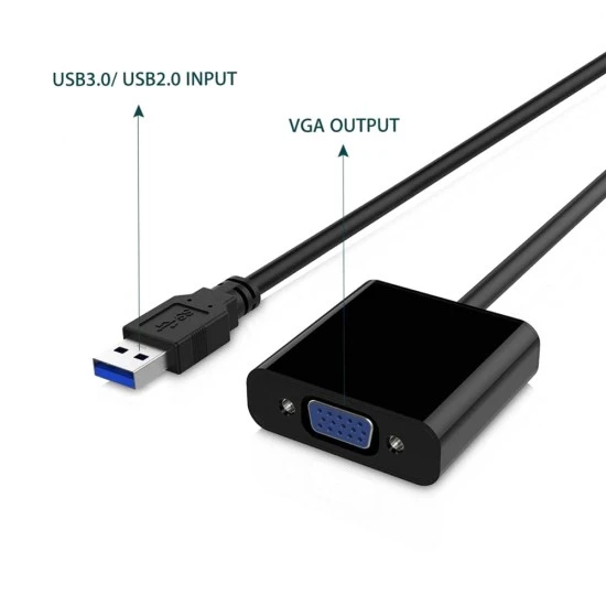 محول USB 3.0 إلى VGA عالي السرعة يدعم 2.0 بدقة عالية