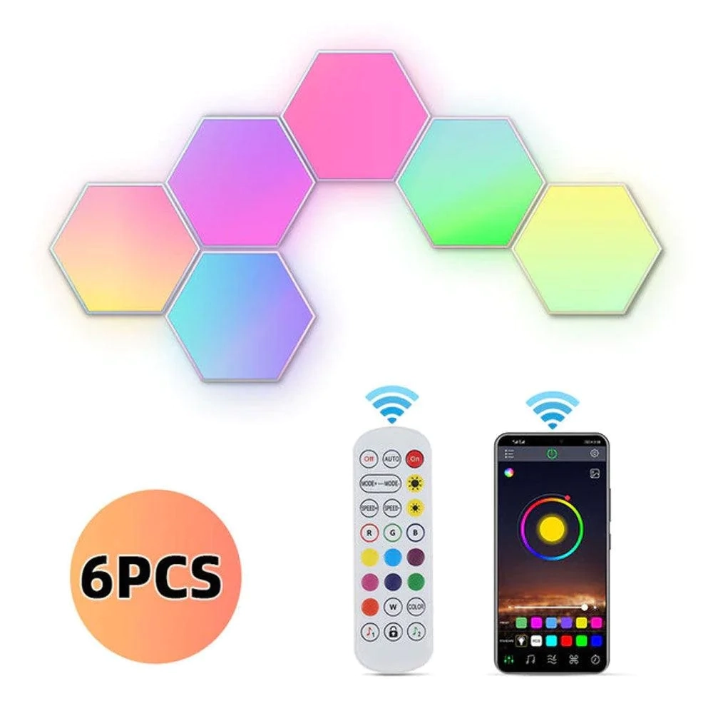 Color RGB Bluetooth LED Hexagon Light Wall With APP+ Remote Control