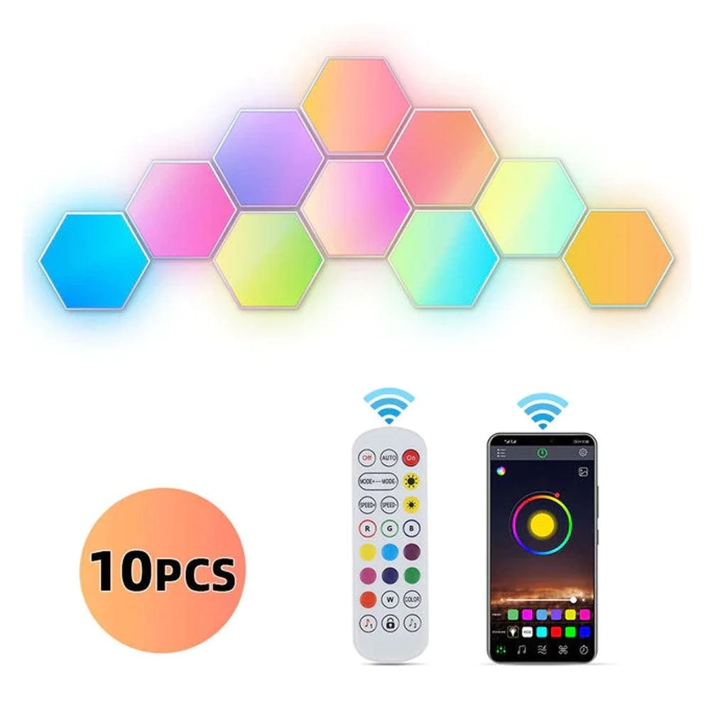 Color RGB Bluetooth LED Hexagon Light Wall With APP+ Remote Control